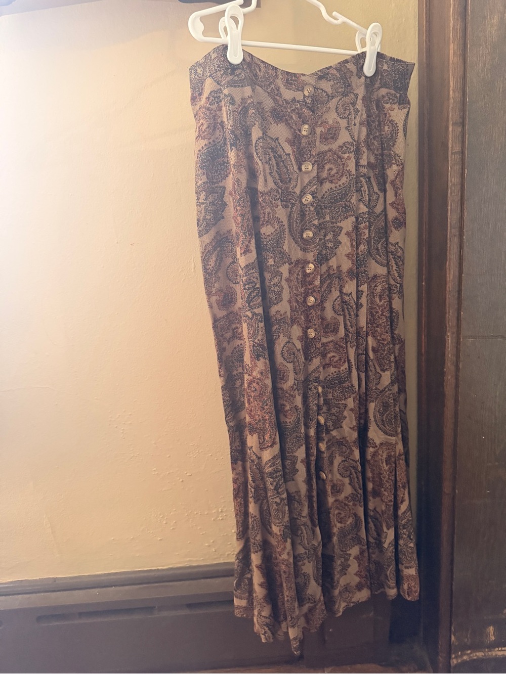 Fall or Winter Express Button-Down Paisley Midi Skirt